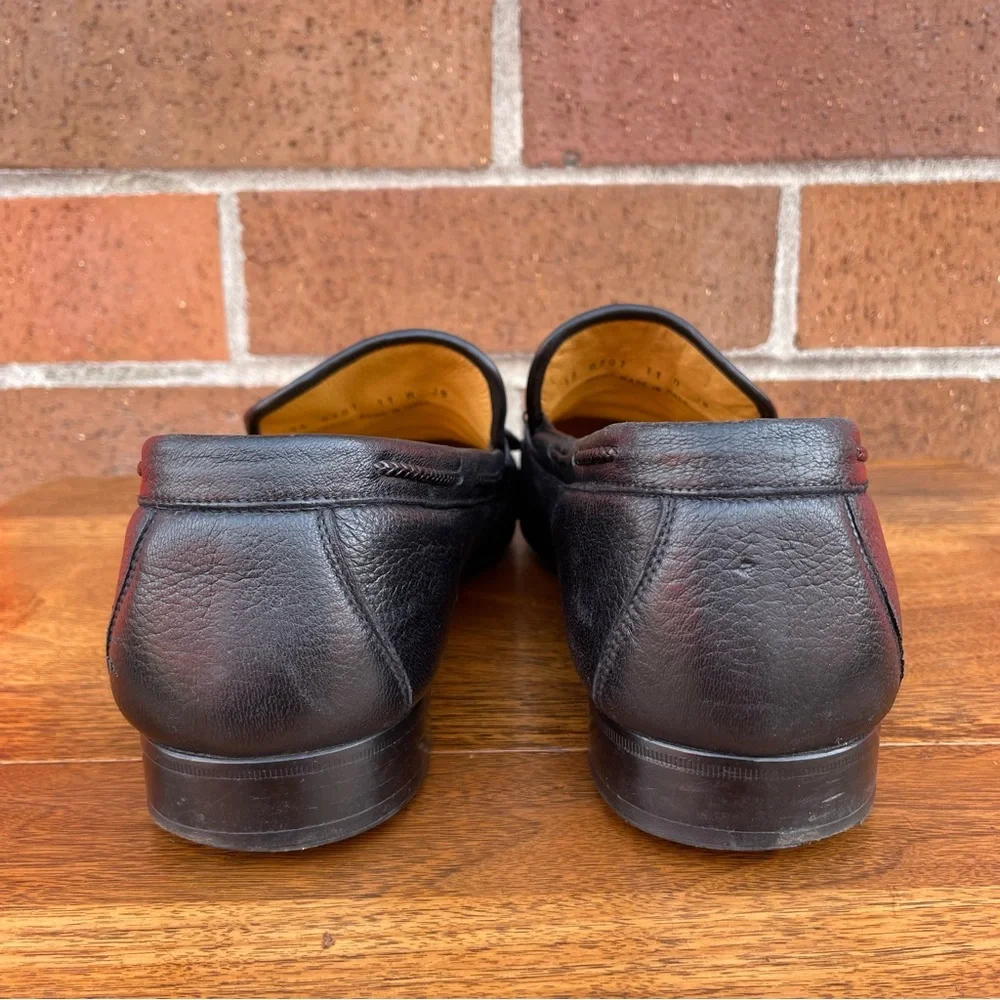 Johnston & Murphy Loafer Dress Shoes Mens 11 Black Genuine Ostrich Made In Italy - Picture 11 of 15
